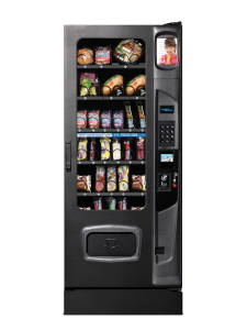 Shown in standard black with refrigerated/frozen configuration and optional kick panel.