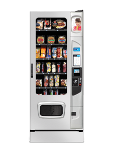 Alpine Combi 3000 frozen food vending machine with platinum door styling, iCart touch screen and kick panel options.