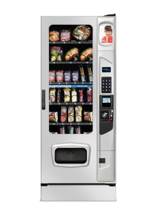 Alpine Combi 3000 refrigerated and frozen food vending machine with platinum door styling option.