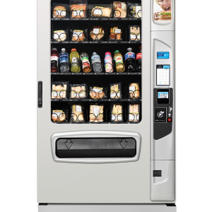 Alpine 5000 Elevator refrigerated food and beverage with optional platinum silver door styling, iCart touch screen and kick panel.