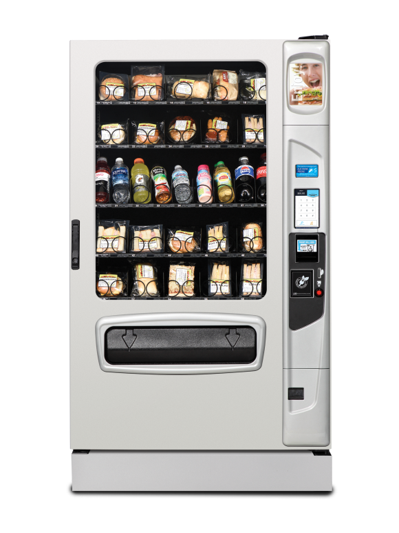 Alpine 5000 Elevator refrigerated food and beverage with optional platinum silver door styling, iCart touch screen and kick panel.