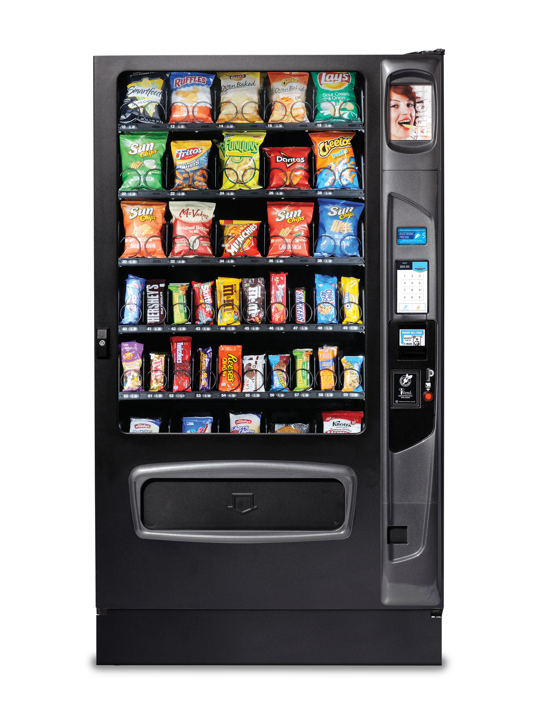Mercato 5000 Snack with optional iCart touch screen and kick panel.