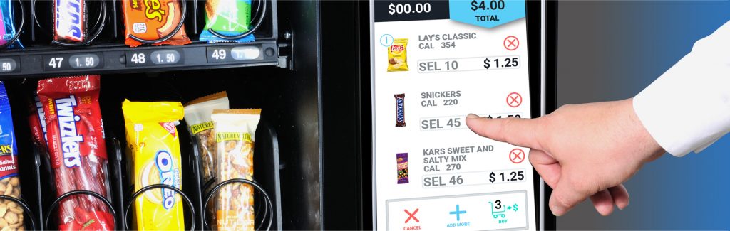 iCart Touch Screen Interface with inDEX Web Based Management System Available on Evoke Snack Series